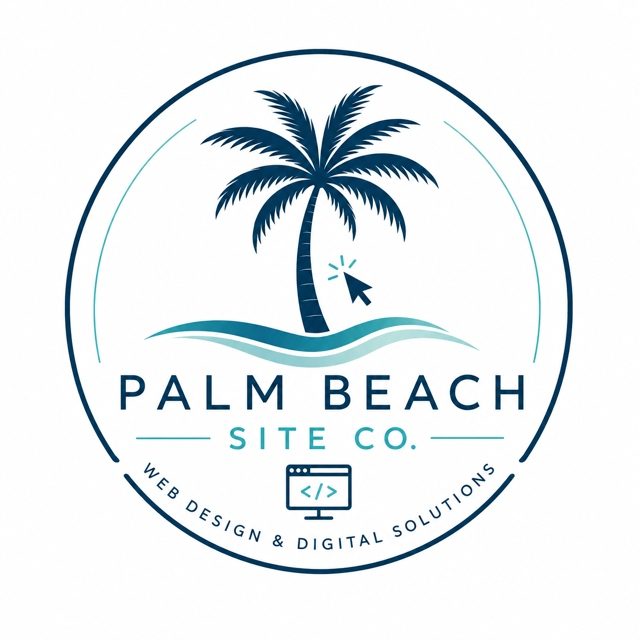 PBC Site Co logo — palm tree, cursor, and wave emblem